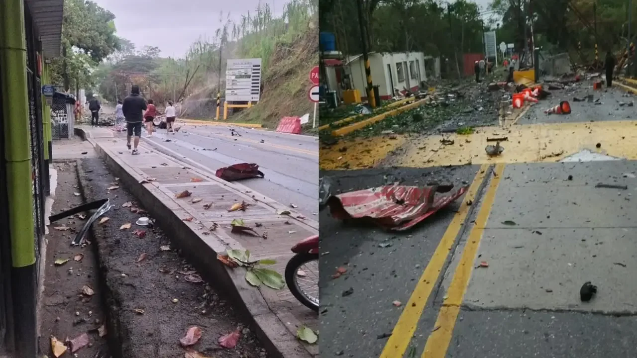 Daños en la infraestructura del peaje El Bordo sobre la vía Panamericana tras atentado en el Cauca.