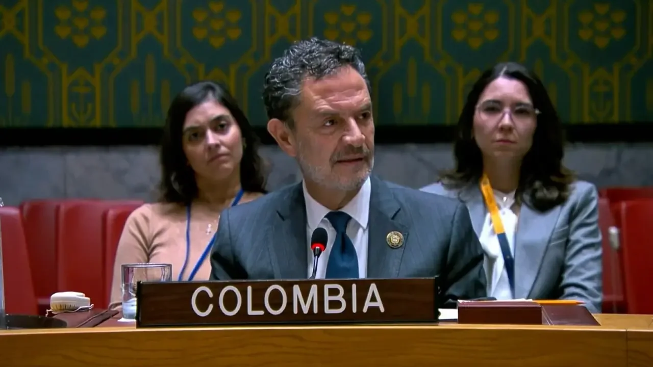 Intervención de la delegación de Colombia durante una sesión en el Consejo de Seguridad de la ONU en Nueva York.