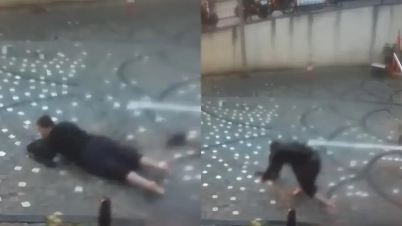Zona verde inundada en Estambul donde un adolescente murió electrocutado tras las fuertes lluvias.